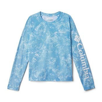 Columbia Solar Chill Printed Long Sleeve, Sudaderas Azules Para Niño | 259036-LIC